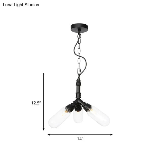 Elisa - Vintage Water Pipe Chandelier Pendant Light 2/3/4-Light Iron Led Hanging Ceiling Lamp In