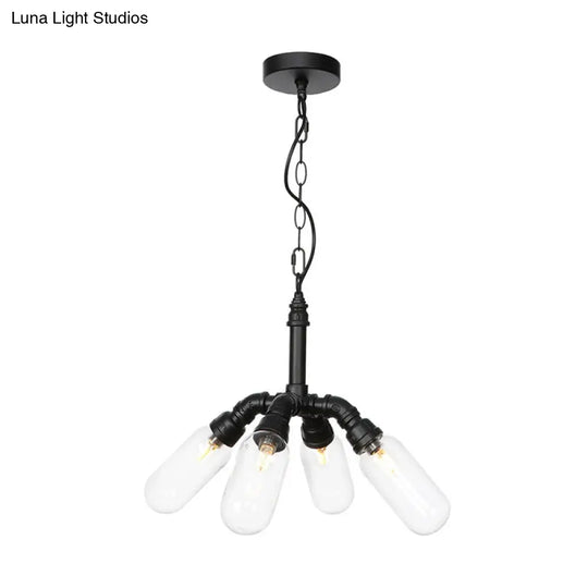 Elisa - Vintage Water Pipe Chandelier Pendant Light 2/3/4-Light Iron Led Hanging Ceiling Lamp In