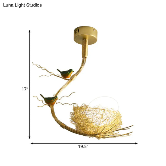 Eliza - Rustic Bird Egg Shaped Ceiling Chandelier 3 Lights Milk White Glass Golden Hanging Light