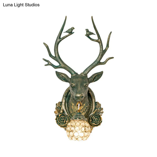 Elk 1-Light Traditional Wall Sconce For Living Room With Orb Crystal Shade - Resin Grey/Bronze/Gold