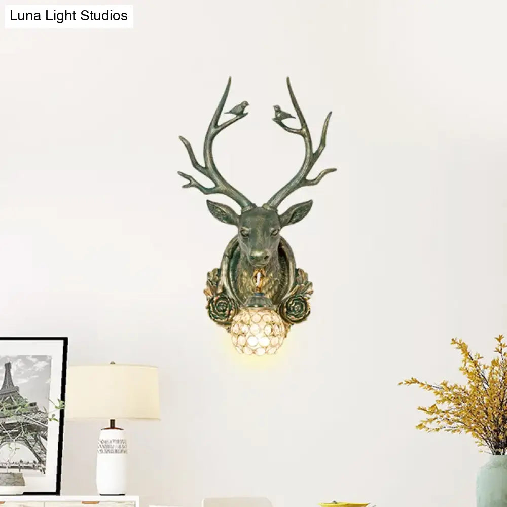 Elk 1-Light Traditional Wall Sconce For Living Room With Orb Crystal Shade - Resin Grey/Bronze/Gold