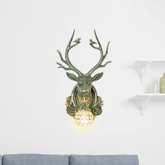 Elk 1-Light Traditional Wall Sconce For Living Room With Orb Crystal Shade - Resin Grey/Bronze/Gold