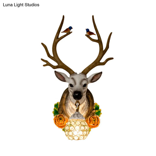 Elk 1-Light Traditional Wall Sconce For Living Room With Orb Crystal Shade - Resin Grey/Bronze/Gold