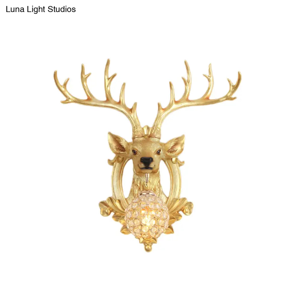 Elk Backplate Crystal Ball Wall Sconce In White/Gold - Countryside Lighting