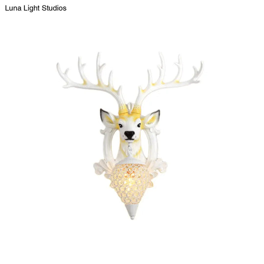 Elk Backplate Crystal Ball Wall Sconce In White/Gold - Countryside Lighting