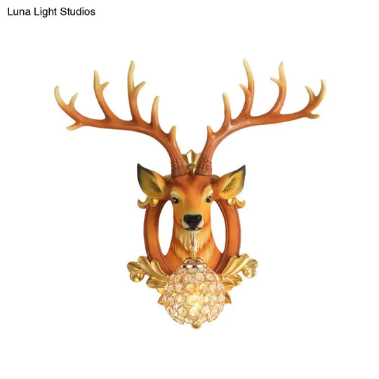 Elk Backplate Crystal Ball Wall Sconce In White/Gold - Countryside Lighting