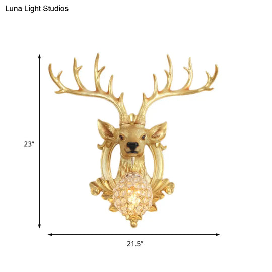 Elk Backplate Crystal Ball Wall Sconce In White/Gold - Countryside Lighting