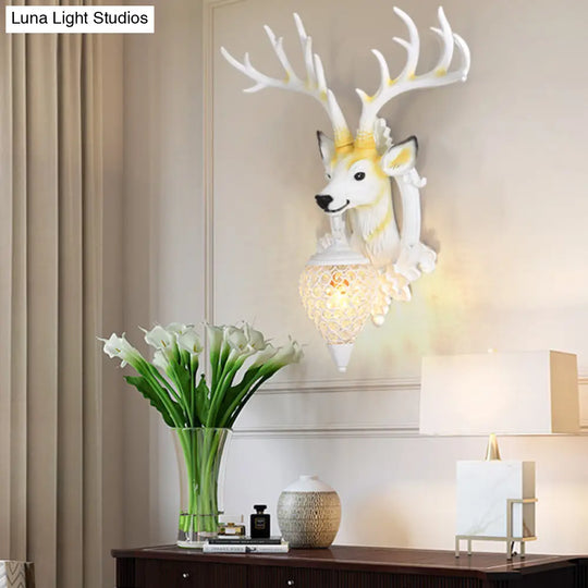 Elk Backplate Crystal Ball Wall Sconce In White/Gold - Countryside Lighting