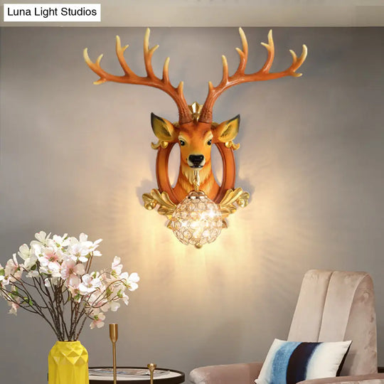 Elk Backplate Crystal Ball Wall Sconce In White/Gold - Countryside Lighting