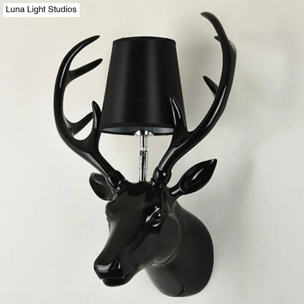 Elk Resin Wall Lamp: Traditional 1-Light Black/Pink/Blue Sconce With Glass Shade