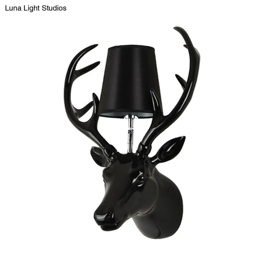 Elk Resin Wall Lamp: Traditional 1-Light Black/Pink/Blue Sconce With Glass Shade