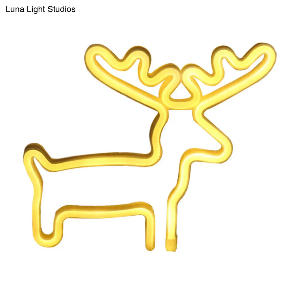 Elk Shaped Mini Led Night Light For Kids Room Usb Wall - White