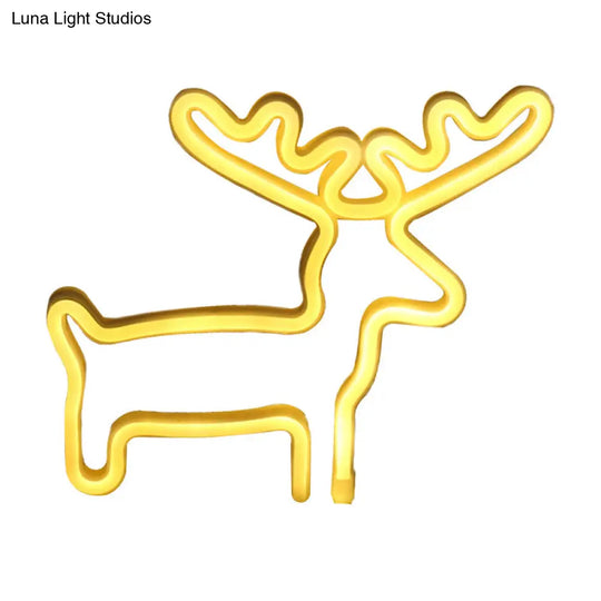 Elk Shaped Mini Led Night Light For Kids Room Usb Wall - White