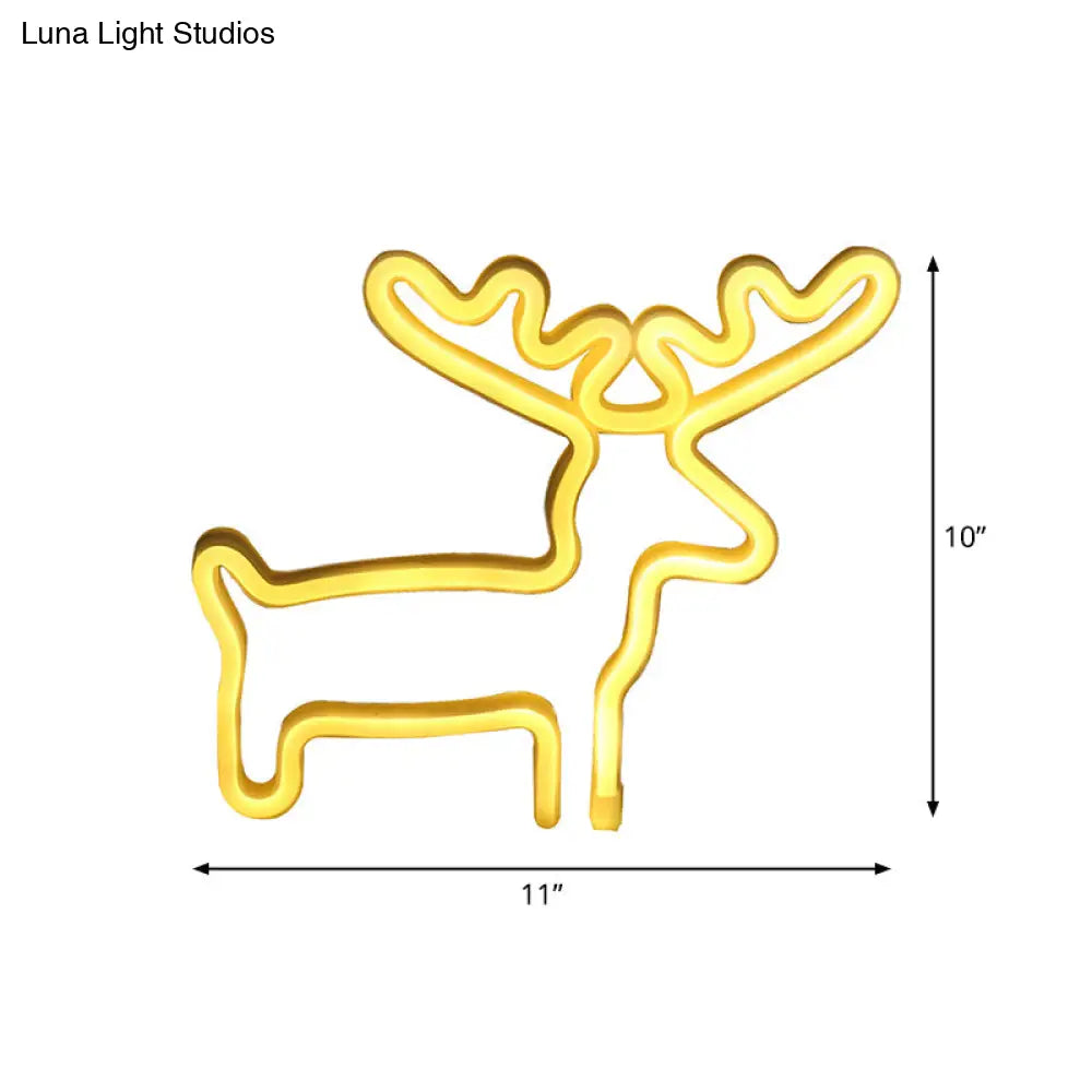 Elk Shaped Mini Led Night Light For Kids Room Usb Wall - White