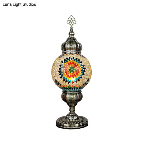 Ellie - Handcrafted Vintage Glass Ball Desk Lamp | 1 Head Nightstand Light In