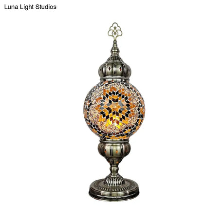 Ellie - Handcrafted Vintage Glass Ball Desk Lamp | 1 Head Nightstand Light In