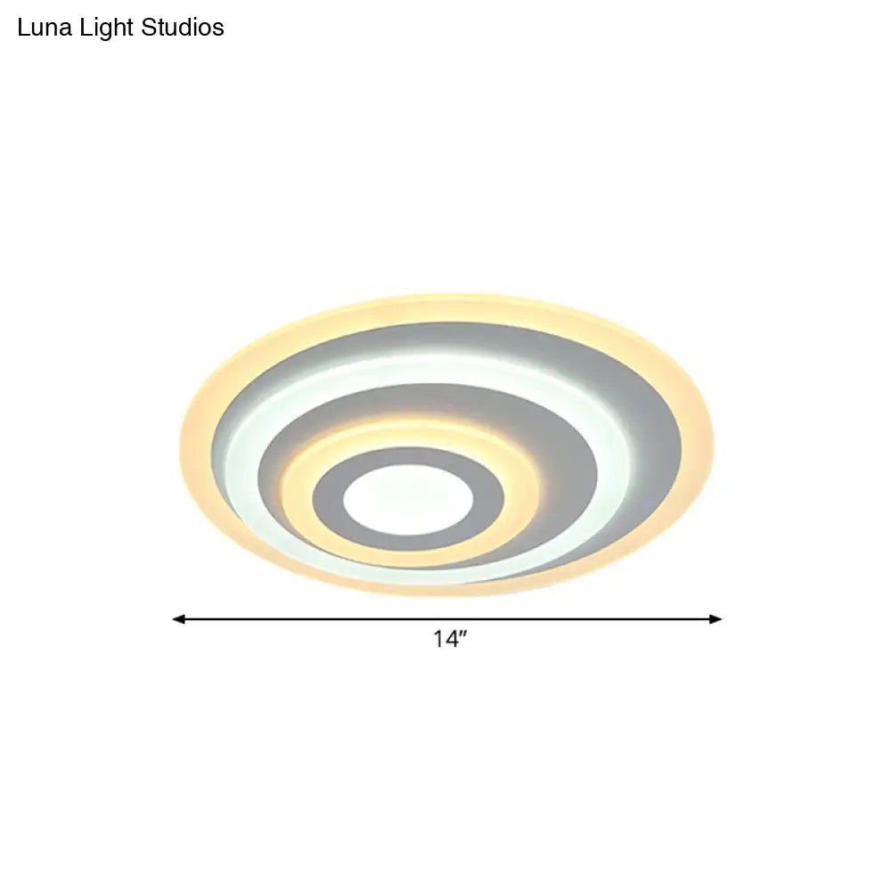 Ellipse Flushmount Acrylic Led Ceiling Fixture - 14/19.5/23.5 Wide White Warm/White Light