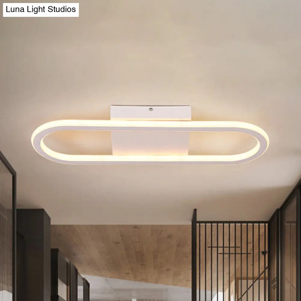 Ellipse Led Ceiling Light - 15/19 Metal Flush Mount Simple Black/White Design White/Warm Glow