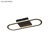 Ellipse Led Ceiling Light - 15’/19’ Metal Flush Mount Simple Black/White Design White/Warm Glow