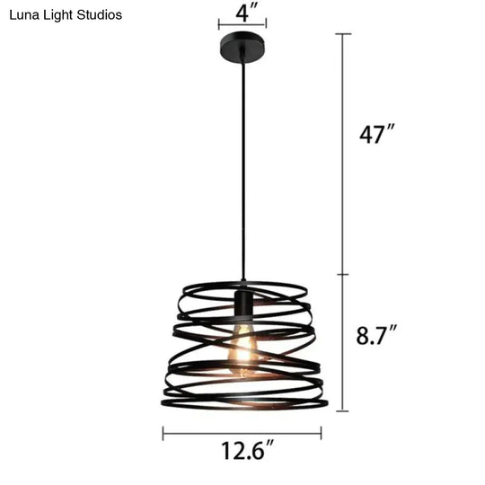 Elvio - Iron Spiral Spring Suspension Pendant Light Black / White For Kitchen Island Lamp Dining