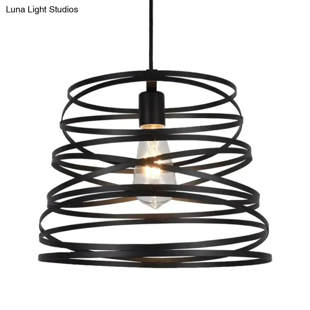 Elvio - Iron Spiral Spring Suspension Pendant Light Black / White For Kitchen Island Lamp Dining