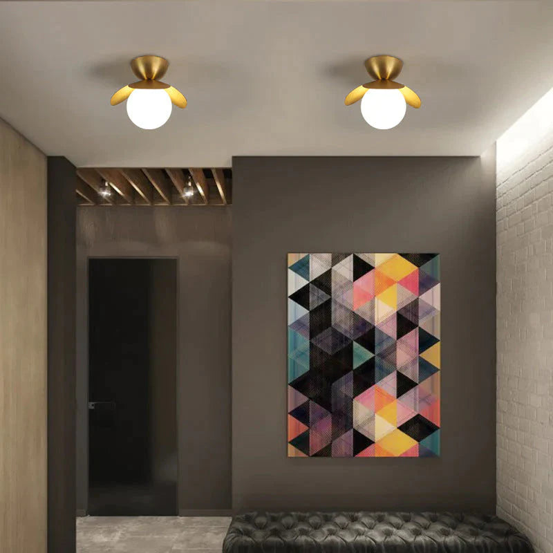 Emerson - Nordic Flower Corridor Aisle Lamp All Copper Cloakroom Ceiling Lamp