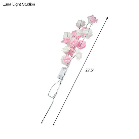 Rose Desk Lamp: Pink & White Led Night Table Light For Living Room Art Deco Style