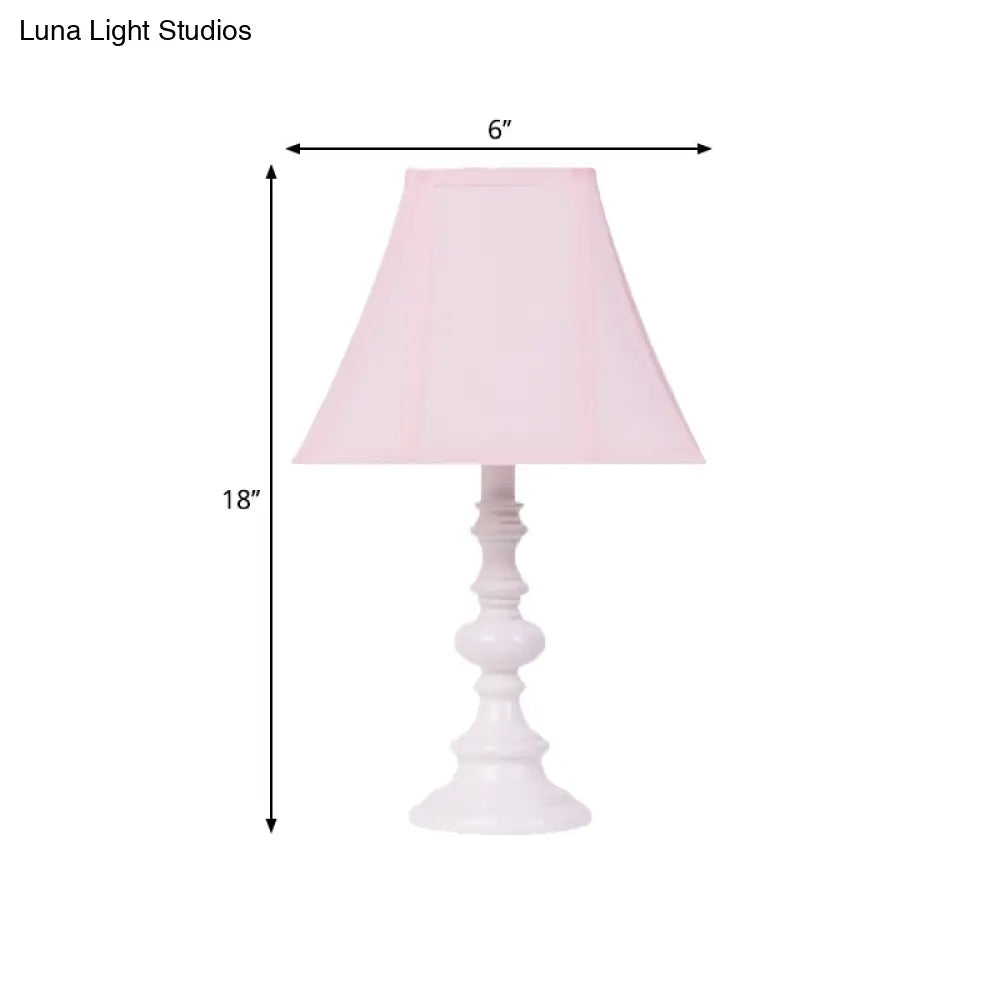 Minimalist Pink Fabric Bedside Lamp With Flared Design - 1 Head Nightstand Lighting