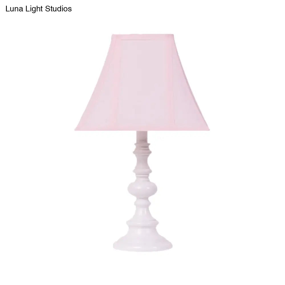 Minimalist Pink Fabric Bedside Lamp With Flared Design - 1 Head Nightstand Lighting