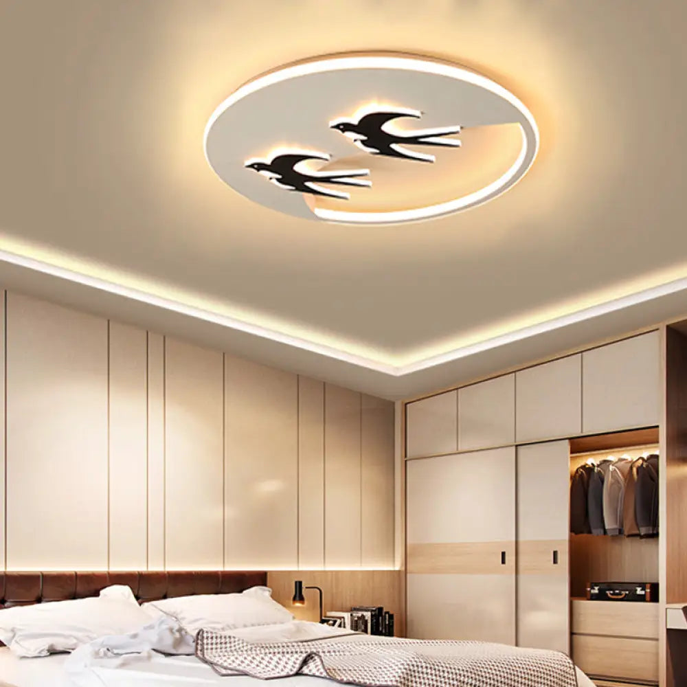 Energy - Saving Led Bird Flush Mount Light For Kids’ Bedrooms - Animal Inspired Ceiling Lamp