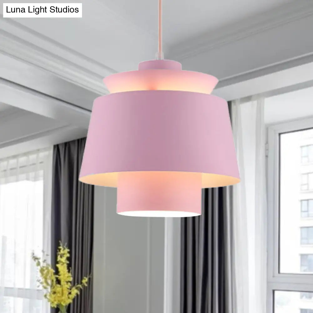 Enif - Modernist Style Tapered Hanging Light Fixture Metallic Pendant Lamp Pink