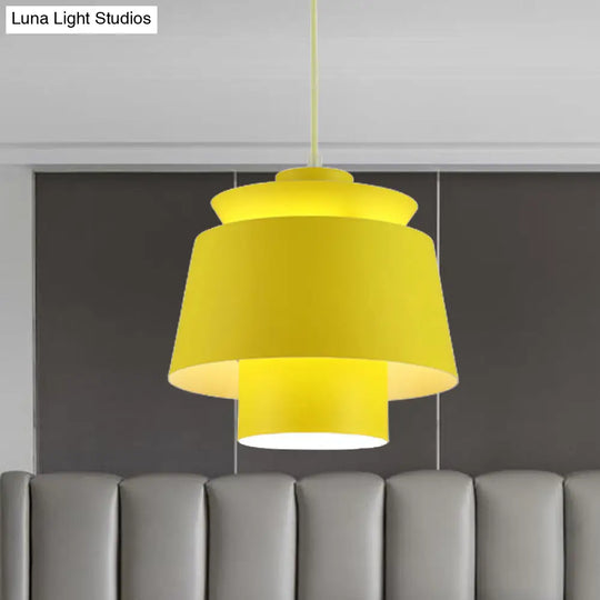 Enif - Modernist Style Tapered Hanging Light Fixture Metallic Pendant Lamp Yellow