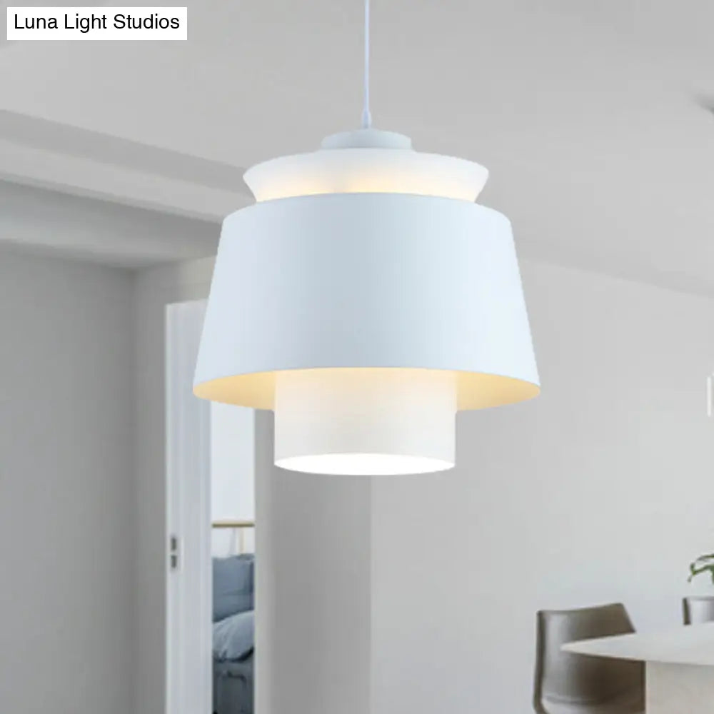 Enif - Modernist Style Tapered Hanging Light Fixture Metallic Pendant Lamp White