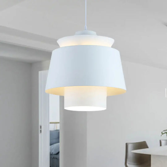 Enif - Modernist Style Tapered Hanging Light Fixture Metallic Pendant Lamp White