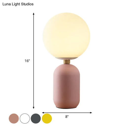 Nordic Glass Night Table Lamp - Global Design Grey/White/Pink Reading Light Cylinder Base