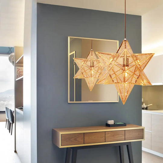 Etched Star Pendant Lighting - Post-Modern Metal Hanging Ceiling Light (14’/18’ Wide) Gold 1 / 14’