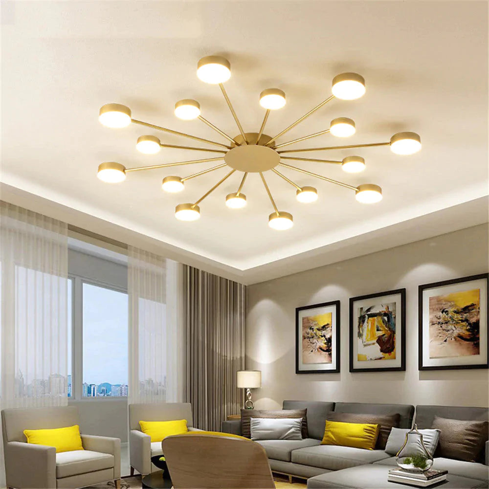 Europe Ceiling Lamp Contracted Modern 16 heads LED Gold Indoor Light Restaurant Living Room Bedroom Decoration Lighting Fixture