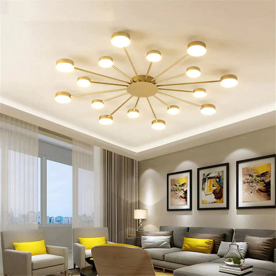 Europe Ceiling Lamp Contracted Modern 16 Heads Led Gold Indoor Light Restaurant Living Room Bedroom
