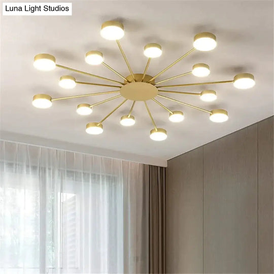 Europe Ceiling Lamp Contracted Modern 16 Heads Led Gold Indoor Light Restaurant Living Room Bedroom