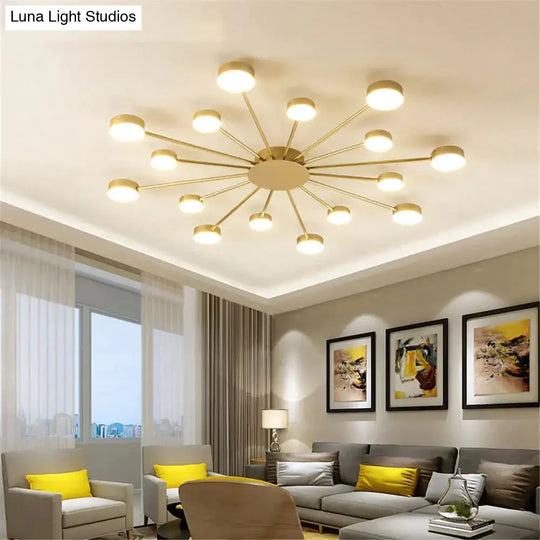 Europe Ceiling Lamp Contracted Modern 16 Heads Led Gold Indoor Light Restaurant Living Room Bedroom