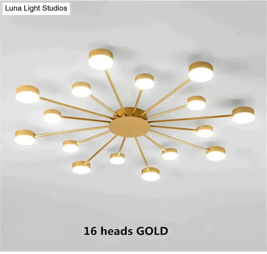 Europe Ceiling Lamp Contracted Modern 16 Heads Led Gold Indoor Light Restaurant Living Room Bedroom