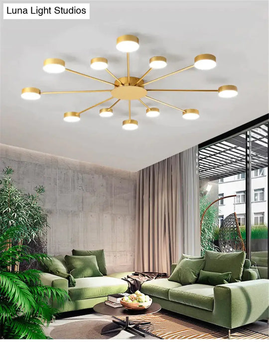 Europe Ceiling Lamp Contracted Modern 16 Heads Led Gold Indoor Light Restaurant Living Room Bedroom