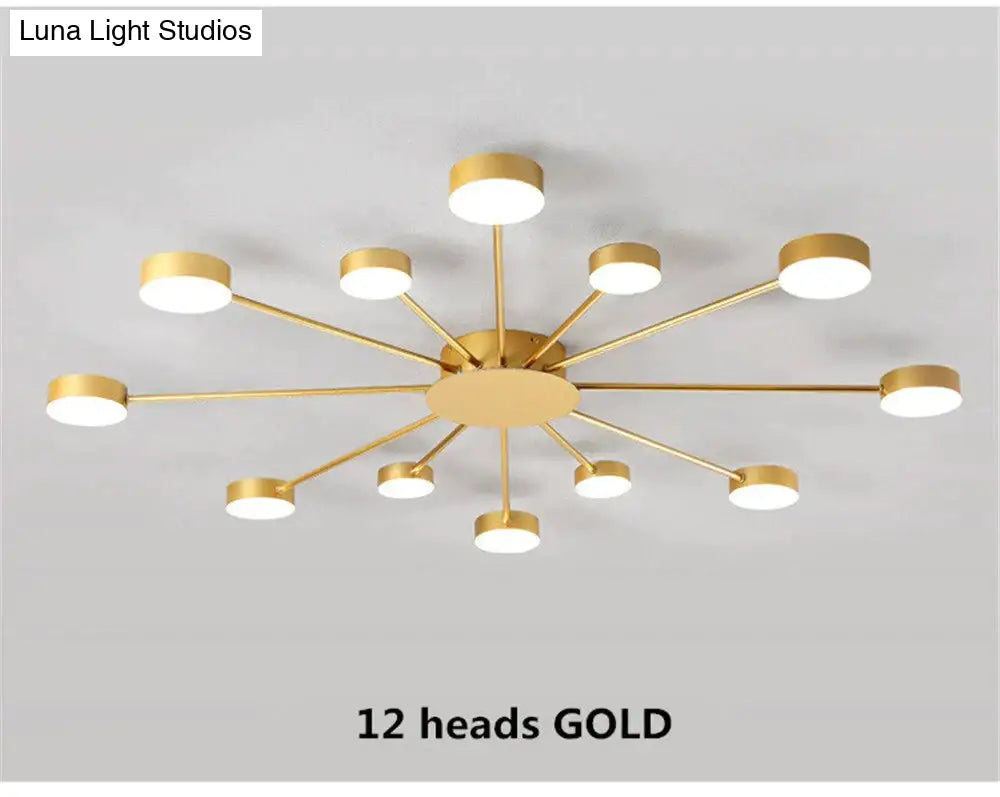 Europe Ceiling Lamp Contracted Modern 16 Heads Led Gold Indoor Light Restaurant Living Room Bedroom