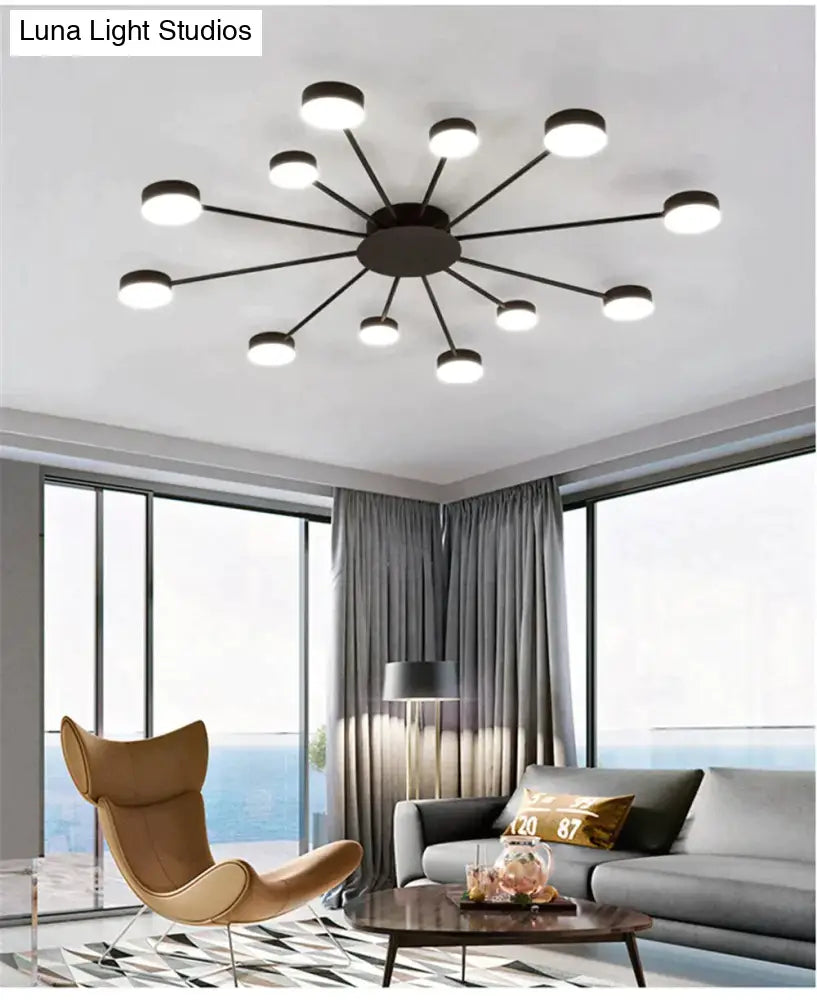 Europe Ceiling Lamp Contracted Modern 16 Heads Led Gold Indoor Light Restaurant Living Room Bedroom