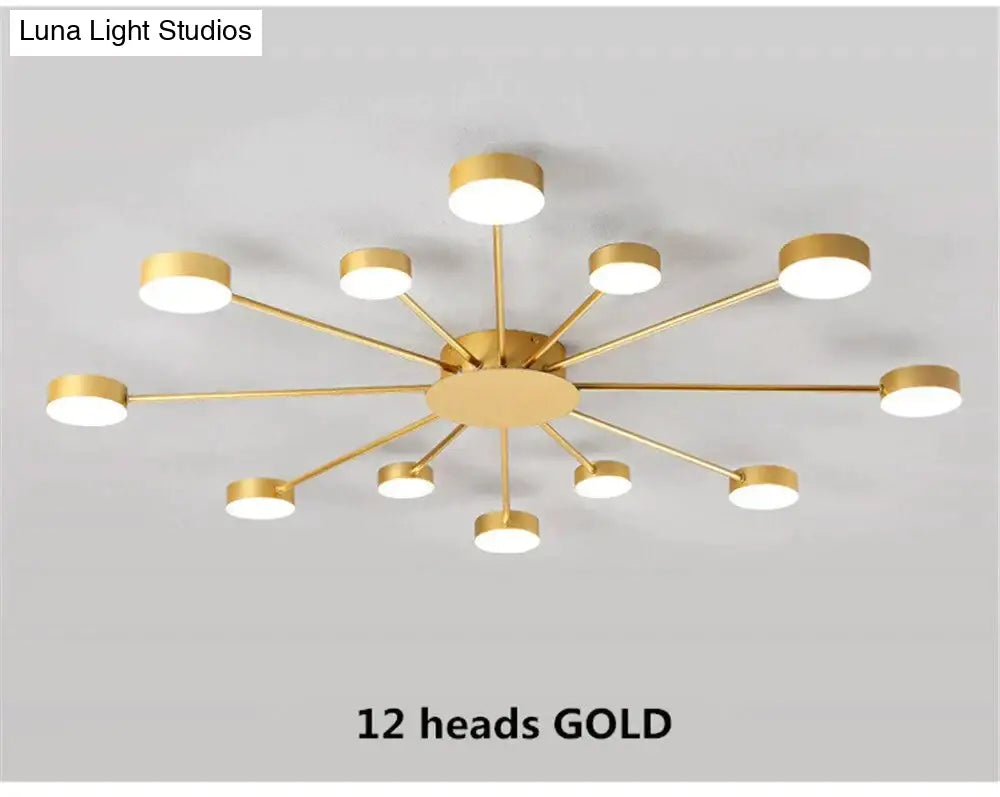 Europe Ceiling Lamp Contracted Modern 16 Heads Led Gold Indoor Light Restaurant Living Room Bedroom