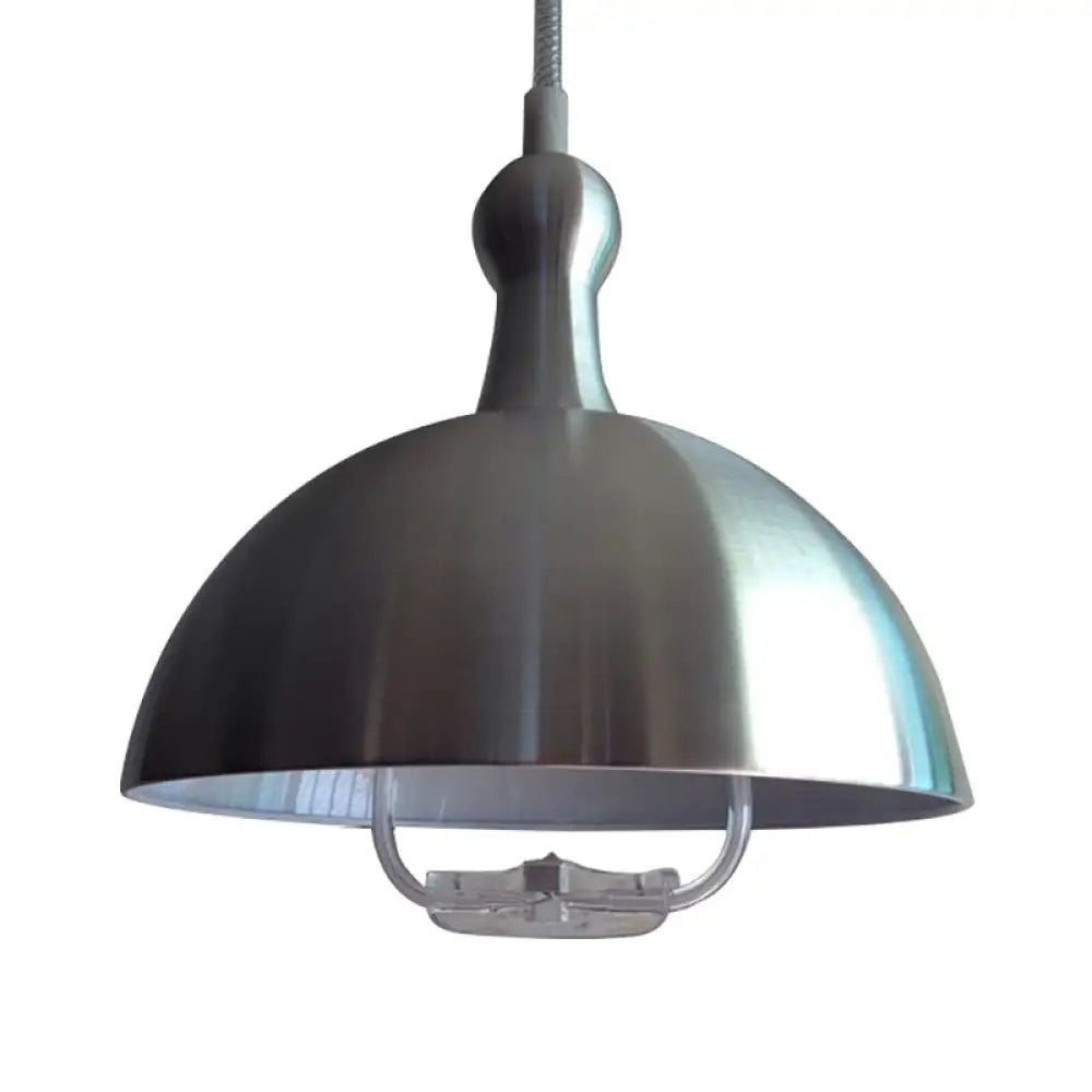 Extendable Industrial Ceiling Pendant With Chrome/Red Aluminum Dome And Handle Chrome