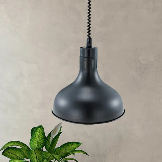 Extendable Pendant Lighting With Retro Dome Shade - Black 7’/11.5’ W / 11.5’