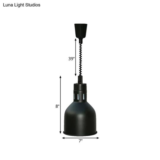 Retro Style Black Metal Pendant Light With Extendable Arm For Kitchen 1-Light Dome Shade 7/11.5 Wide