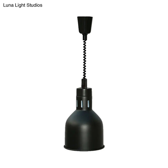 Extendable Pendant Lighting With Retro Dome Shade - Black 7’/11.5’ W
