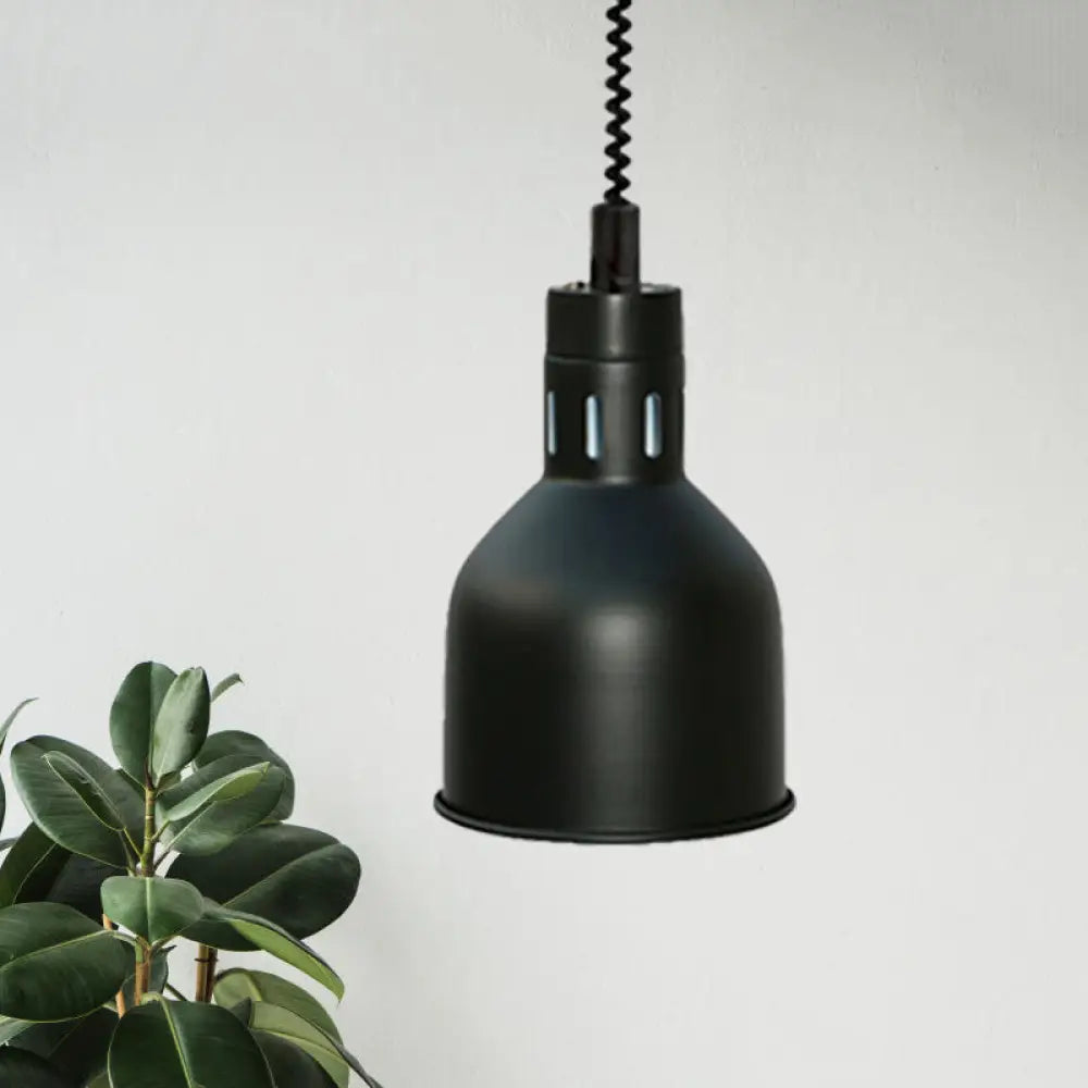 Extendable Pendant Lighting With Retro Dome Shade - Black 7’/11.5’ W / 7’